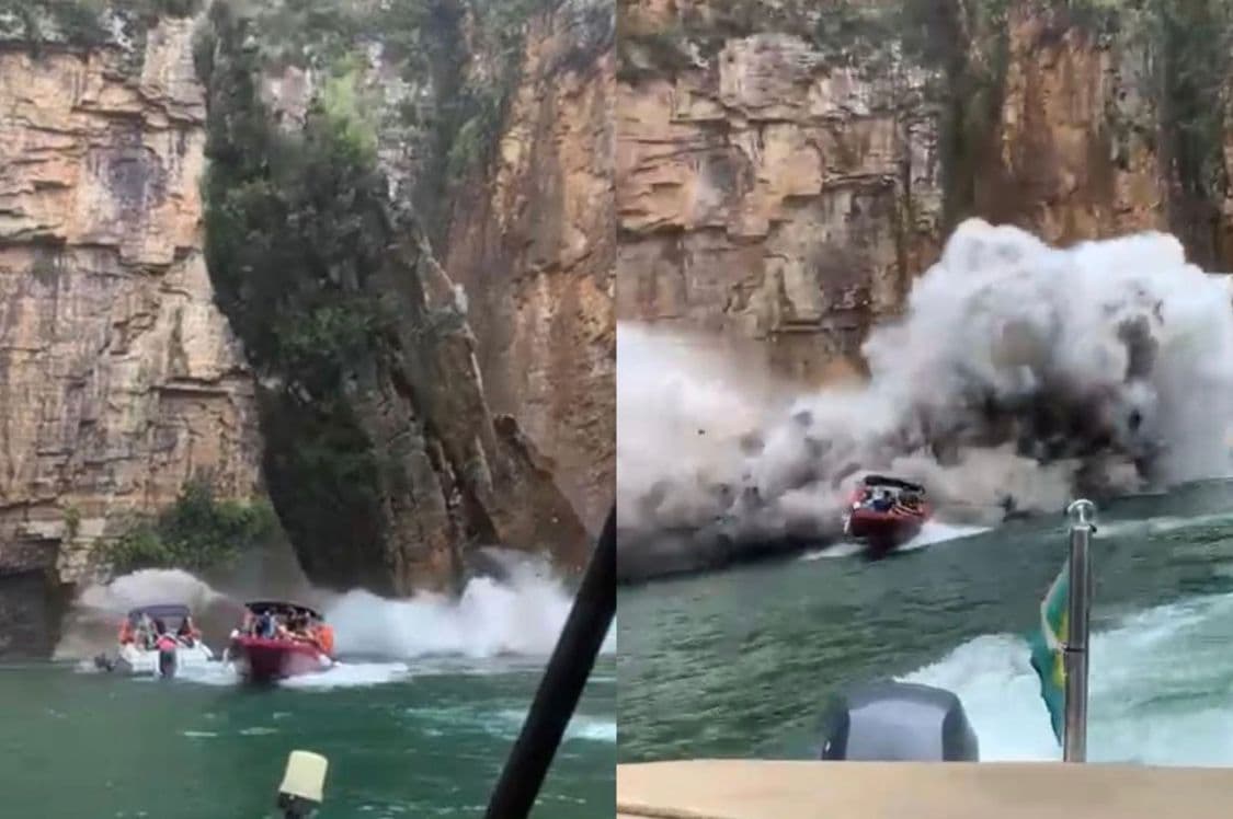 VÍDEO: deslizamento de pedras atinge lanchas com turistas em Capitólio (MG)