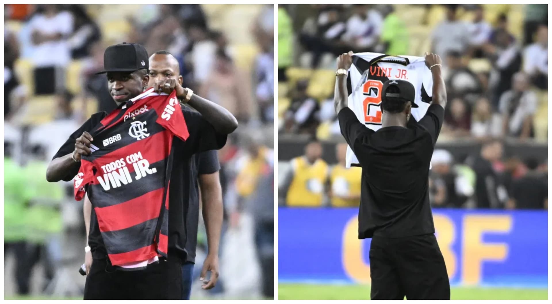 Vinicius Junior ganha camisas de Flamengo e Vasco no Maracanã