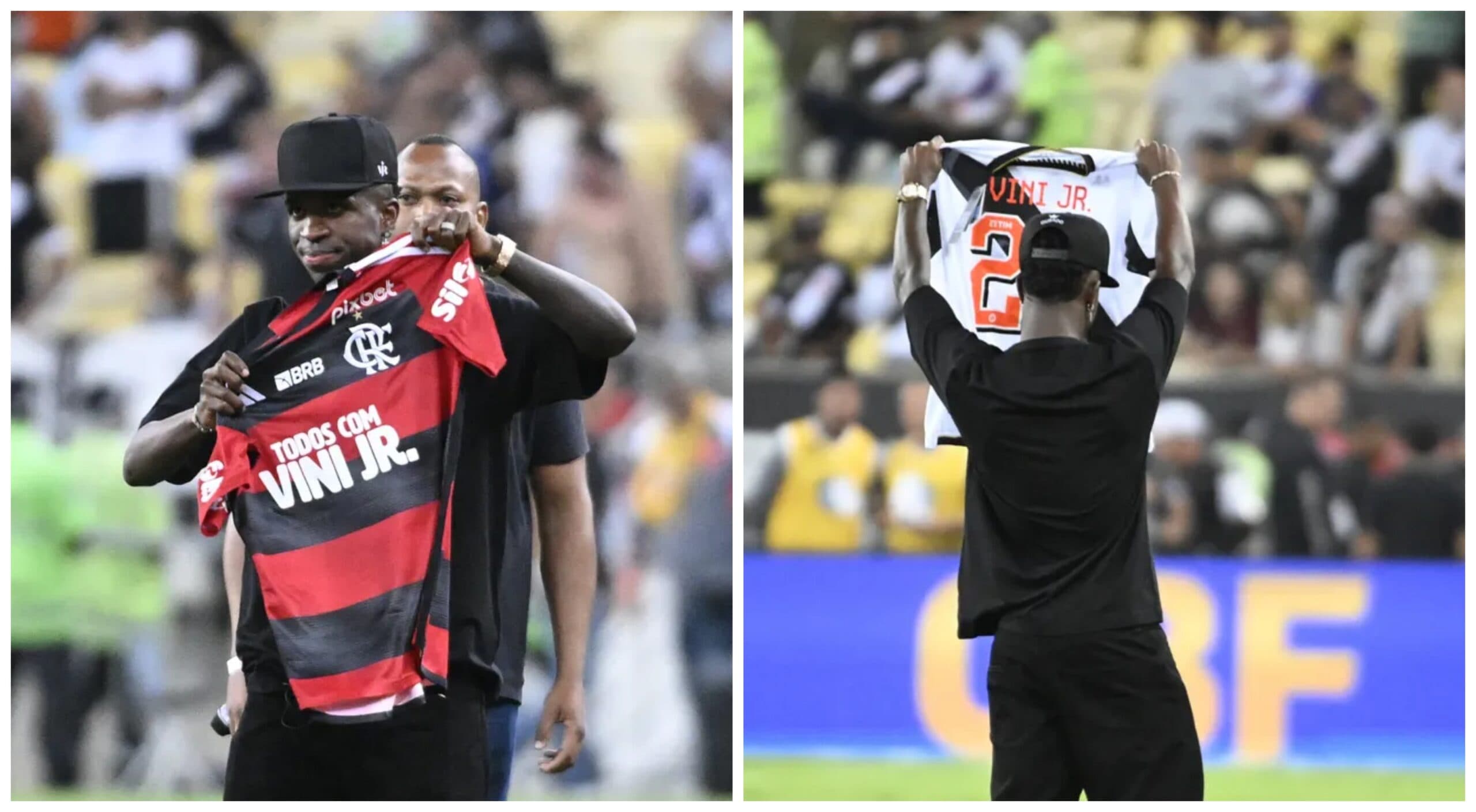 Vinicius Junior ganha camisas de Flamengo e Vasco no Maracanã