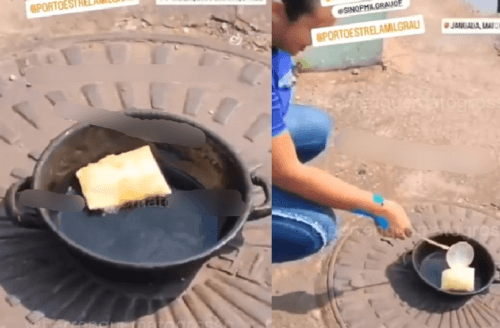 VÍDEO: com temperatura de 44° C no Mato Grosso, mulher frita pastel na calçada e diz: &#8220;Está fresquinho&#8221;