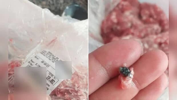 Mulher encontra mosca em carne moída e faz alerta