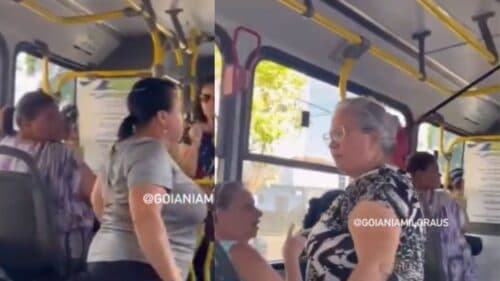 VÍDEO: &#8220;A senhora vai me bater?&#8221;, diz mulher ao ser confrontada por outra em ônibus de Goiânia