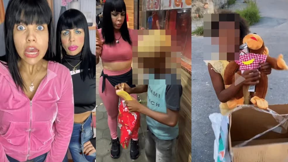 Influenciadoras que deram banana e macaco de pelúcia para crianças viram rés por injúria racial