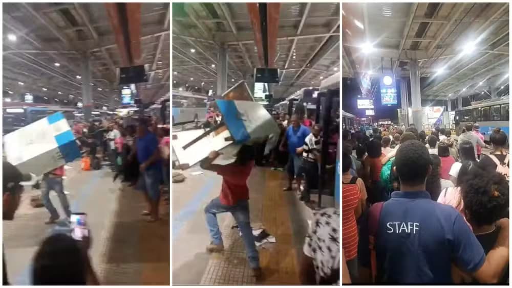 VÍDEO: Passageiro revoltado com demora de ônibus quebra terminal, em SP