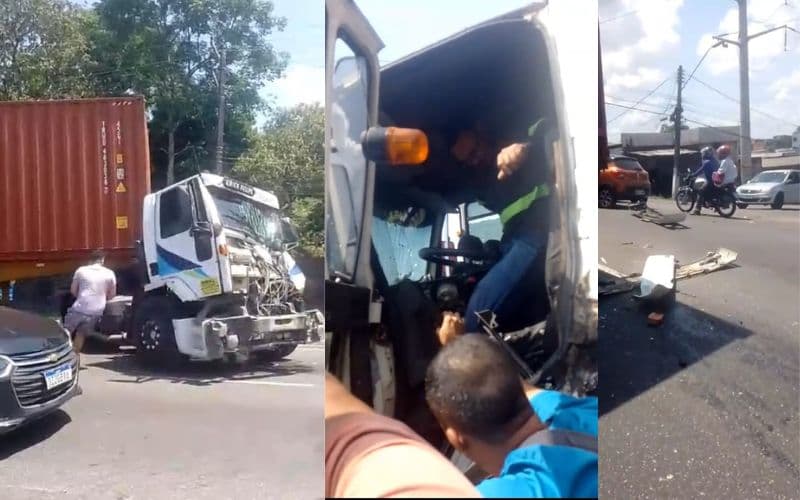 VÍDEO: População ajuda motorista de carreta que ficou preso às ferragens durante acidente