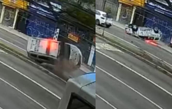VÍDEO: Viatura da PM capota e deixa dois policiais feridos em SP