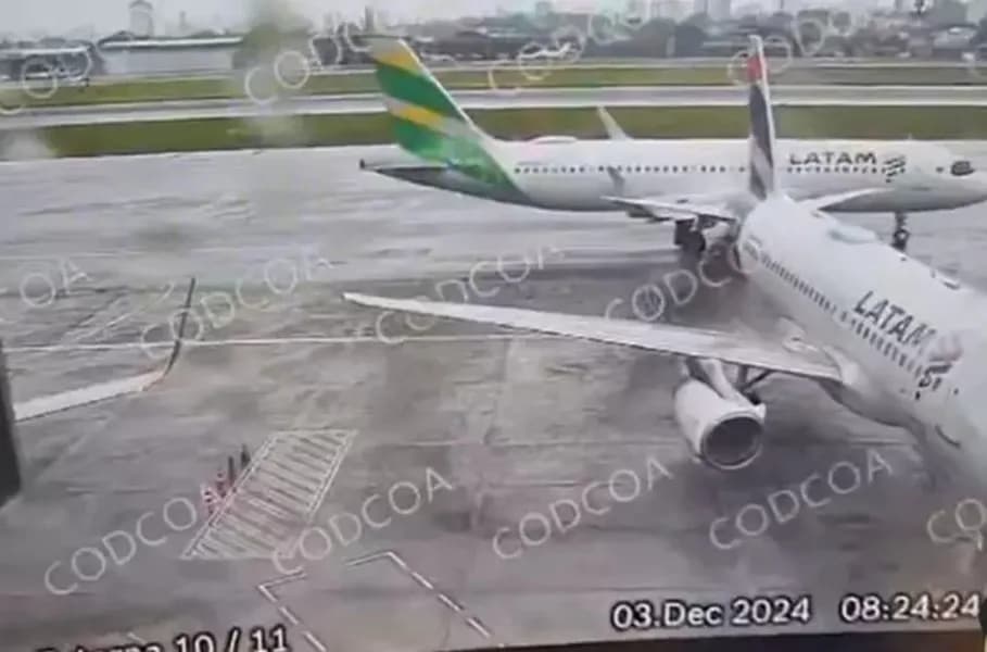 &#8220;Barbeiragem&#8221;: Aviões colidem durante taxiamento em Congonhas; veja vídeo