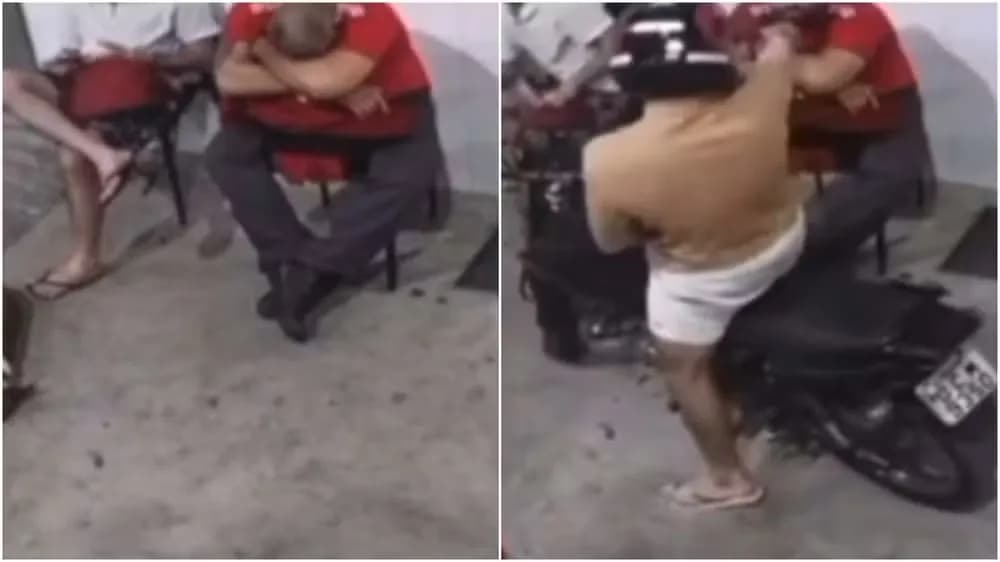 VÍDEO: Homem cochilando sofre tentativa de assassinato e não percebe; arma do bandido falhou