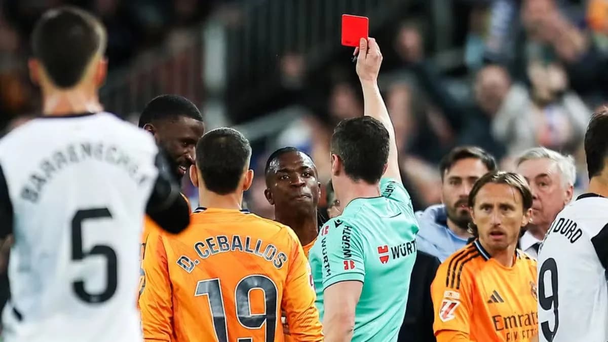 Vini Jr é expulso por agredir goleiro em triunfo do Real Madrid, de virada, pela La Liga
