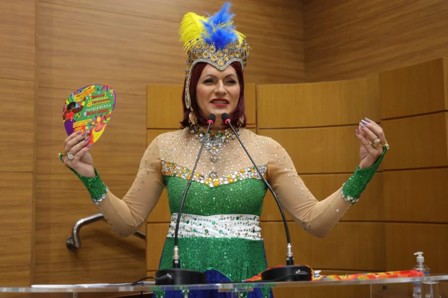 Fantasiada, deputada cobra segurança a mulheres e comunidade LGBT+ no Carnaval
