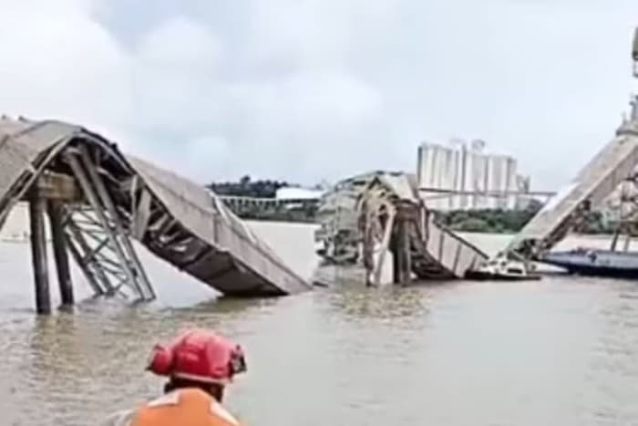 VÍDEO: Galeria de grãos desaba em rio no Pará e deixa 4 pessoas feridas