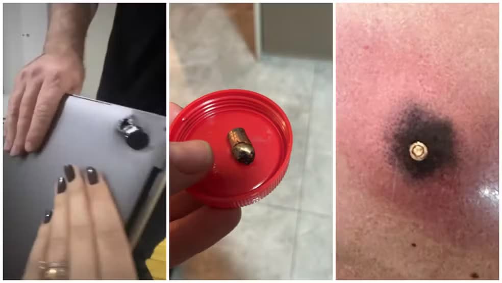 Ladrão atira nas costas de motociclista e vítima é &#8220;salva&#8221; por notebook; entenda