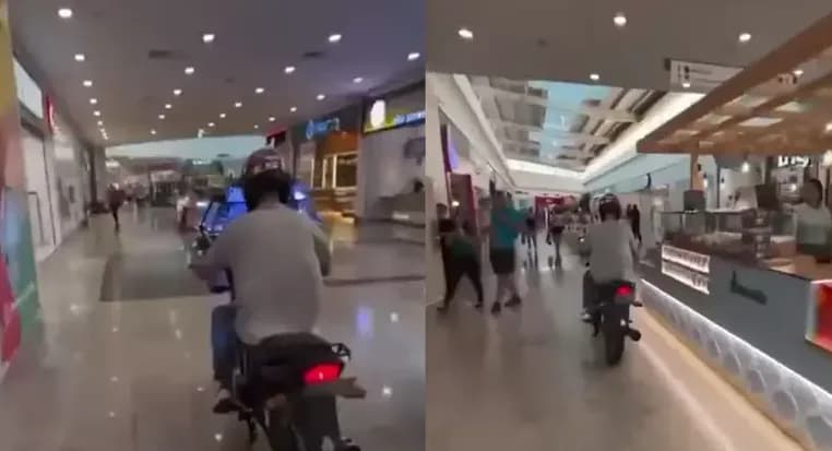 VÍDEO: influenciador é detido após invadir shopping de moto em SP