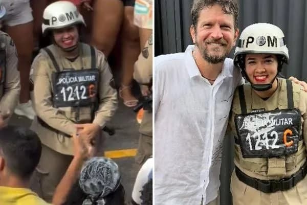 Quem é a PM que abriu sorriso no meio da &#8216;pipoca&#8217; de foliões e foi homenageada por Saulo