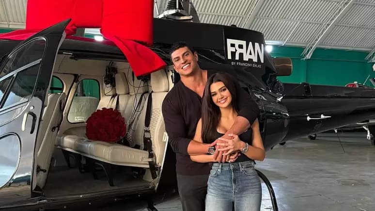 Influenciadora ganha helicóptero do namorado em aniversário: &#8220;Só uma lembrancinha&#8221;