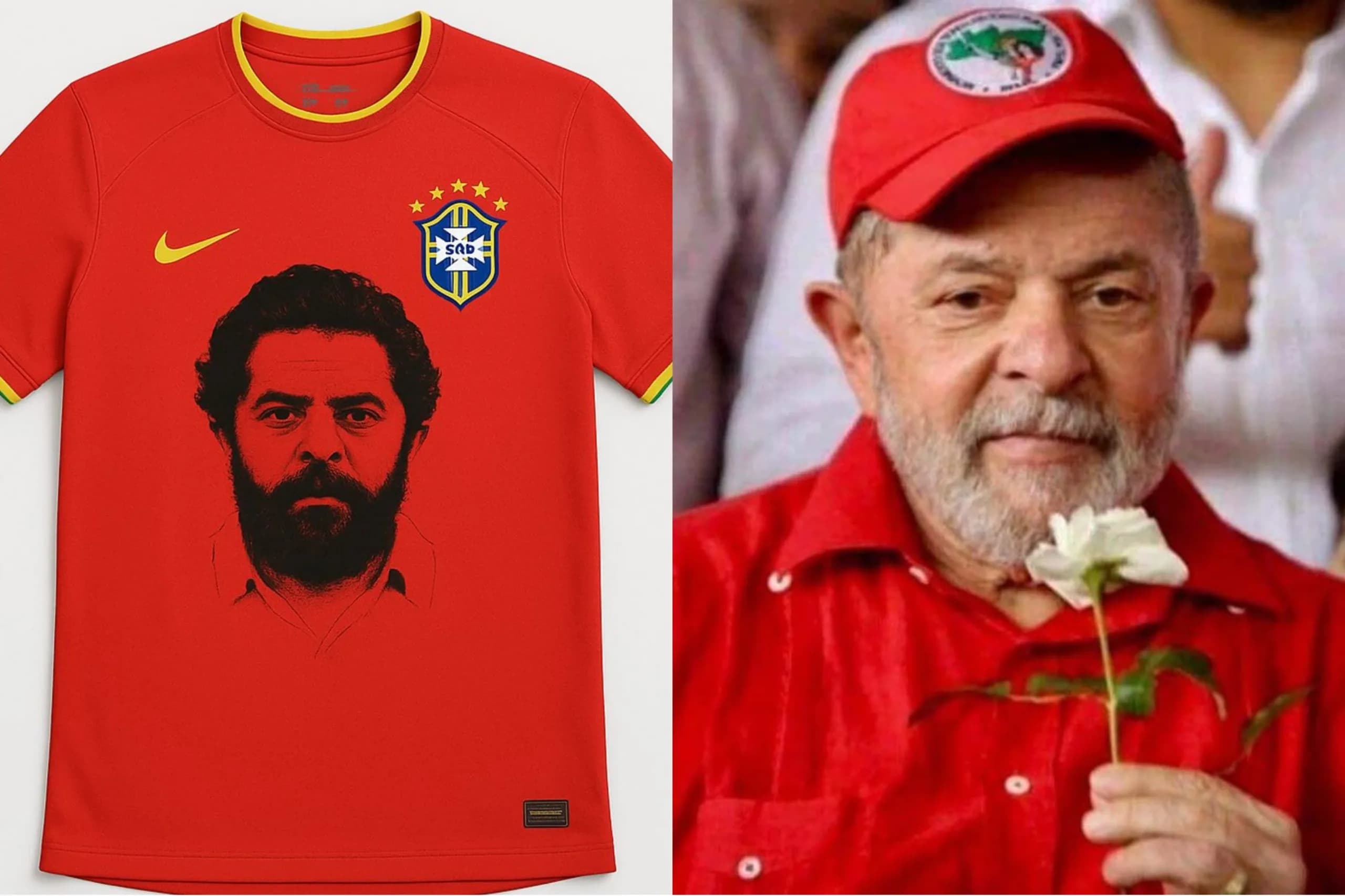 Camisa vermelha da seleção brasileira é associada ao PT nas redes sociais; veja reações
