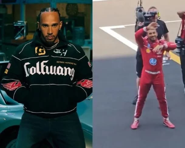 Lewis Hamilton aparece acenando para plateia e &#8220;volume&#8221; no macacão encanta fãs