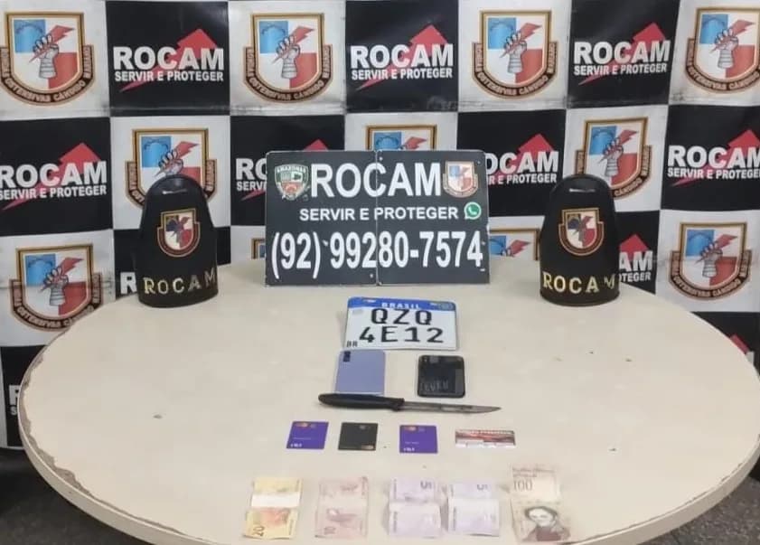 Suspeitos de &#8216;arrastão&#8217; são presos com faca e celulares roubados em Manaus