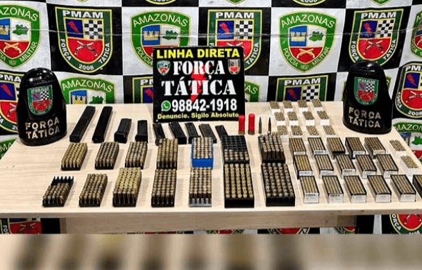 Polícia apreende mochila &#8216;recheada&#8217; com mais de 2 mil munições em Manaus