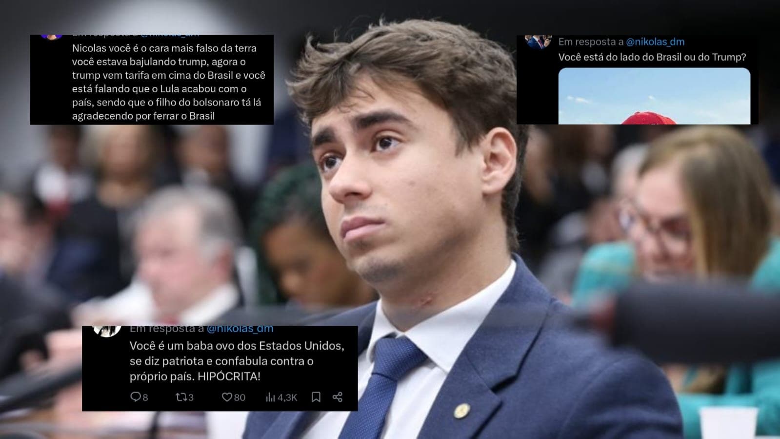 Após tarifas de Trump, Nikolas Ferreira diz que &#8220;Lula ferrou o Brasil&#8221; e internautas rebatem: &#8220;Todos vocês&#8221;