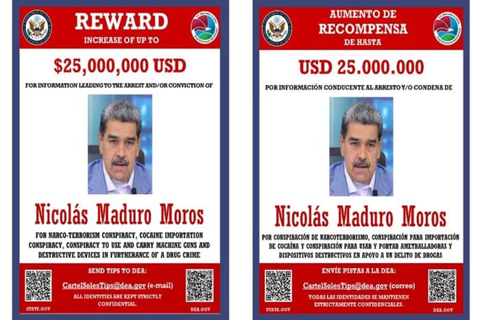 EUA anuncia recompensa de US$ 25 milhões por captura de Nicolás Maduro