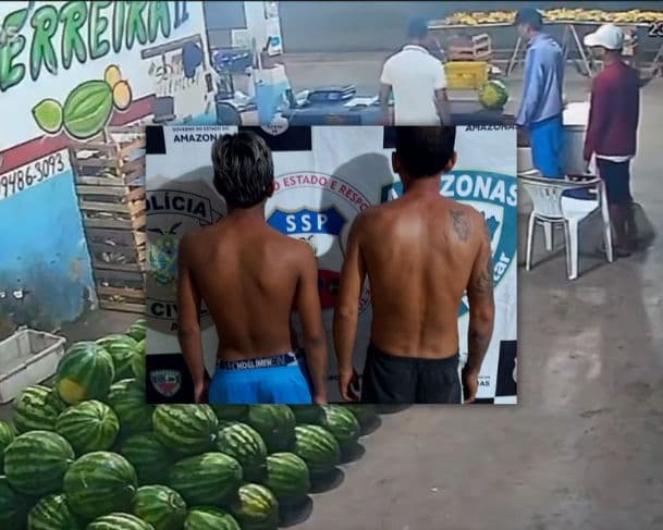 Veja momento que dupla assalta hortifruti no interior do Amazonas